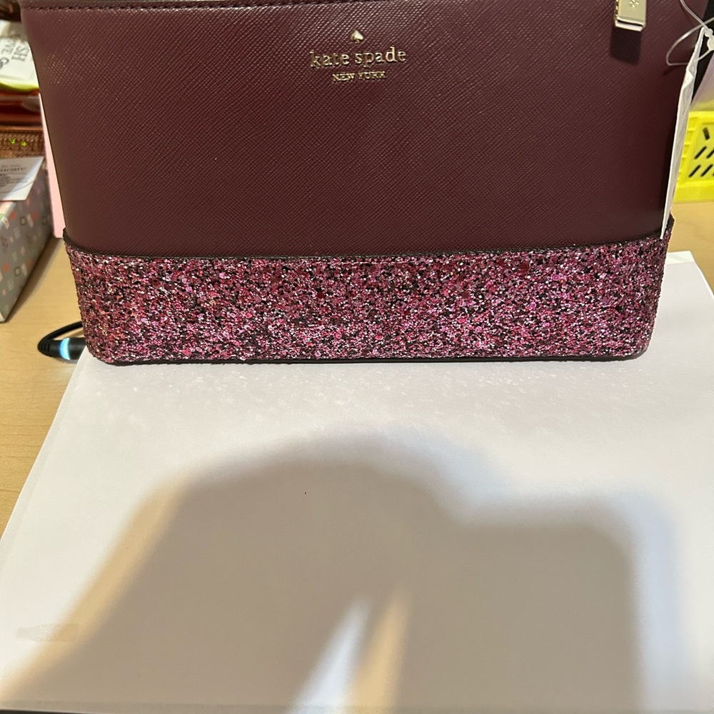 Kate Spade Burgundy Glitter Purse NWT crossbody